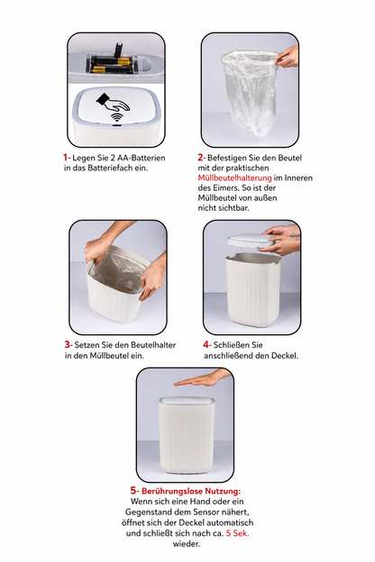 Automatischer Abfalleimer 12L mit Bewegungssensor – Off-White
