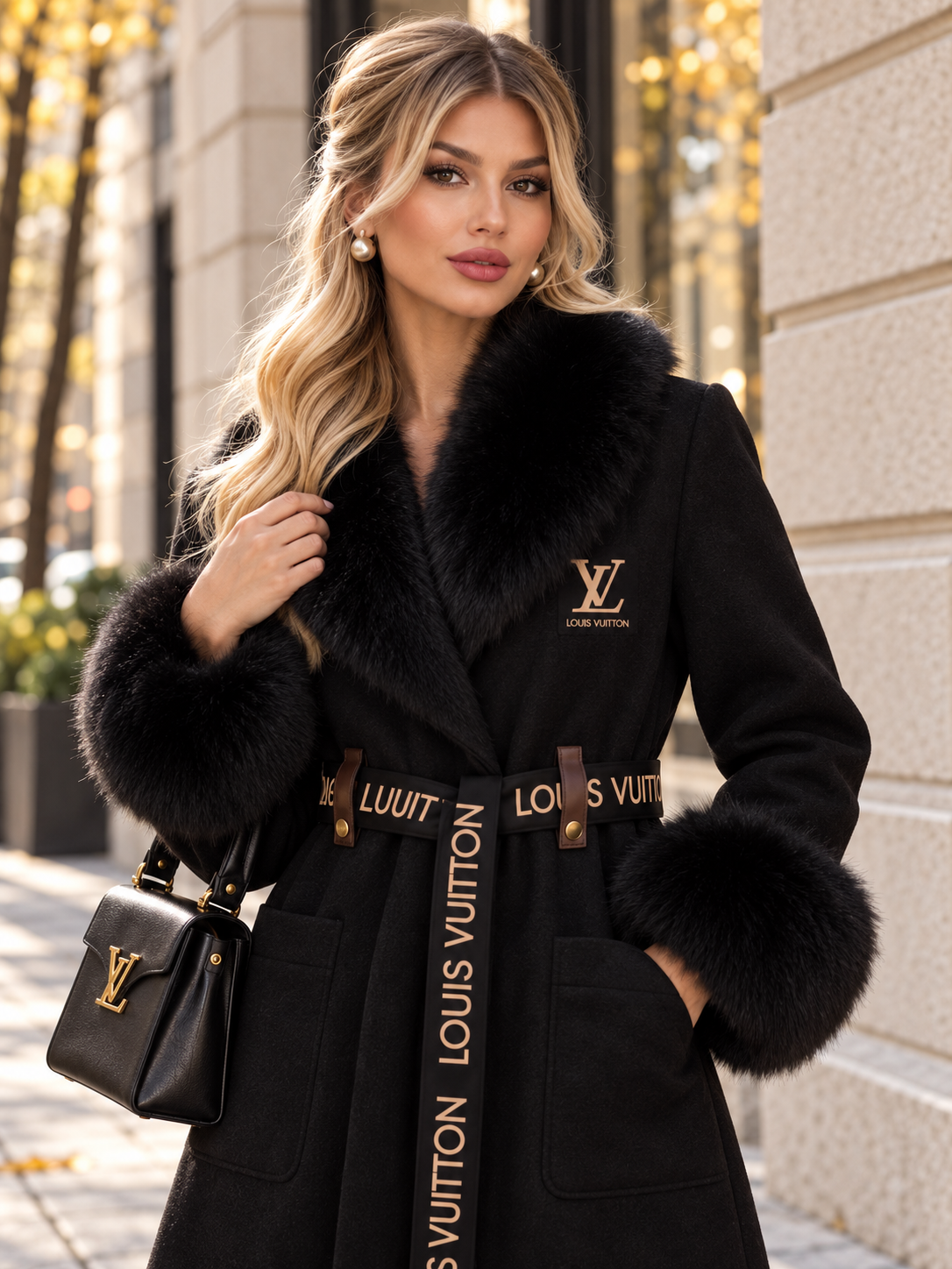 Luxury Fur-Lined Cashmere (Black)